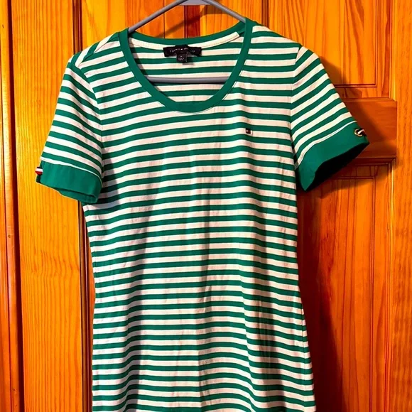 Tommy Hilfiger Green and White Striped dress
